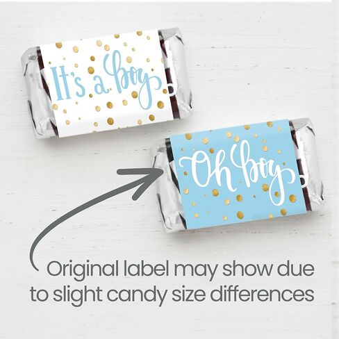 Blue and Gold It's a Boy Baby Shower Wrappers for Mini Chocolate Bars, Baby Shower Party Favor Candy Stickers - 45 Count in Saudi Arabia