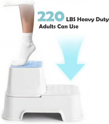 مقعد مانجو هود ذو خطوتين للأطفال - مقعد مزدوج للأطفال الصغار، مقعد متعدد الوظائف للمرحاض للأطفال، مقعد مضاد للانزلاق لحوض الحمام، والتدريب على استخدام المرحاض، والمطبخ (أبيض - عبوتان) in Kuwait