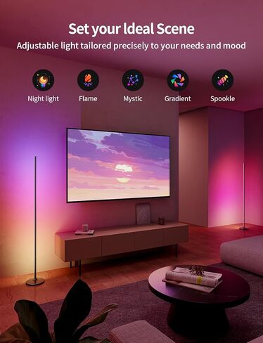 Smart Corner Floor Lamp - LED Floor Lamp with Alexa and App Control, 16 Million DIY Colors, Music Sync, DIY Color Modes,Timer Setting, Suitable for Living Room and Bedroom in Saudi Arabia