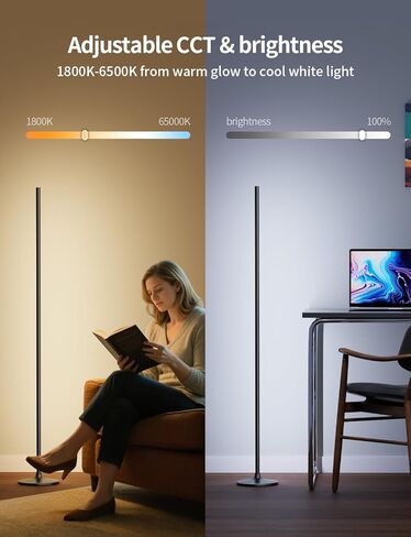 Smart Corner Floor Lamp - LED Floor Lamp with Alexa and App Control, 16 Million DIY Colors, Music Sync, DIY Color Modes,Timer Setting, Suitable for Living Room and Bedroom in Saudi Arabia