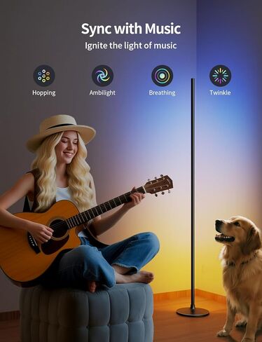 Smart Corner Floor Lamp - LED Floor Lamp with Alexa and App Control, 16 Million DIY Colors, Music Sync, DIY Color Modes,Timer Setting, Suitable for Living Room and Bedroom in Saudi Arabia