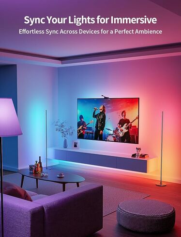 Smart Corner Floor Lamp - LED Floor Lamp with Alexa and App Control, 16 Million DIY Colors, Music Sync, DIY Color Modes,Timer Setting, Suitable for Living Room and Bedroom in Saudi Arabia