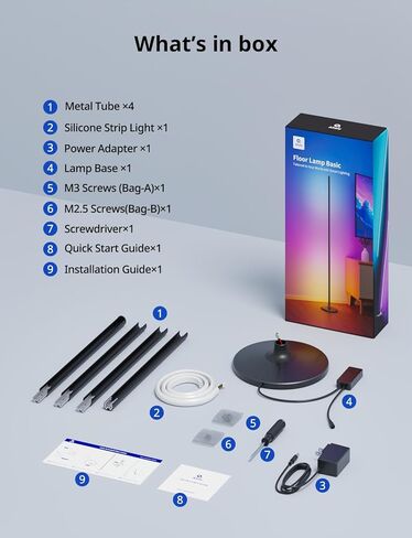 Smart Corner Floor Lamp - LED Floor Lamp with Alexa and App Control, 16 Million DIY Colors, Music Sync, DIY Color Modes,Timer Setting, Suitable for Living Room and Bedroom in Saudi Arabia