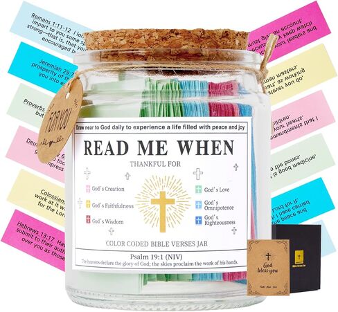 Bible Verse Jar,5 Pcs Christian Gifts Set For Women and Men,Read Me When Prayer Jar,Hope Jar,Scripture Jar,Religious Gift with 90 Mini Verses,2 Cross Bracelets，1 Metal Bookmark in Saudi Arabia