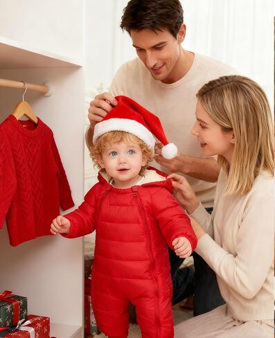 بدلة ثلج للأولاد الصغار من uideazone، بدلة شتوية لحديثي الولادة، بدلة رومبير دافئة بغطاء للرأس للفتيات الرضع، ملابس ثلج in Kuwait