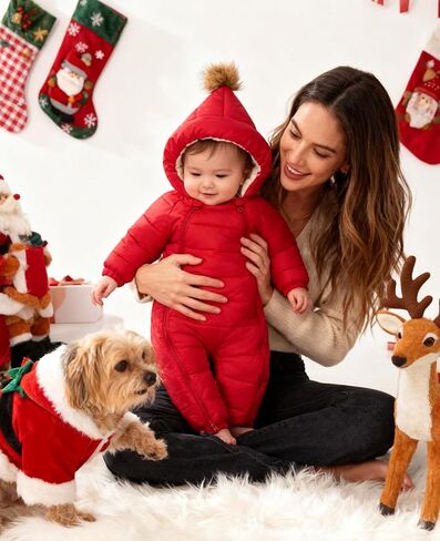 بدلة ثلج للأولاد الصغار من uideazone، بدلة شتوية لحديثي الولادة، بدلة رومبير دافئة بغطاء للرأس للفتيات الرضع، ملابس ثلج in Kuwait