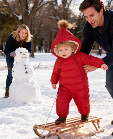 بدلة ثلج للأولاد الصغار من uideazone، بدلة شتوية لحديثي الولادة، بدلة رومبير دافئة بغطاء للرأس للفتيات الرضع، ملابس ثلج in Kuwait
