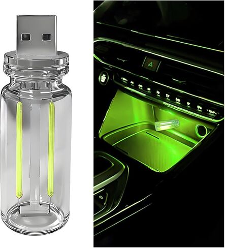 Car Retro Atmosphere Light, Mini Plug-in Touch Control USB Vehicle Glass Bottle LED Night Light, Portable Automotive Interior Ambient Lamp, Universal for Truck SUV Sedan (Green) in Saudi Arabia