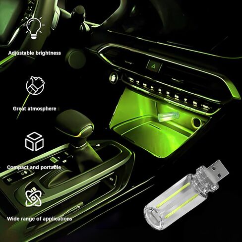 Car Retro Atmosphere Light, Mini Plug-in Touch Control USB Vehicle Glass Bottle LED Night Light, Portable Automotive Interior Ambient Lamp, Universal for Truck SUV Sedan (Green) in Saudi Arabia