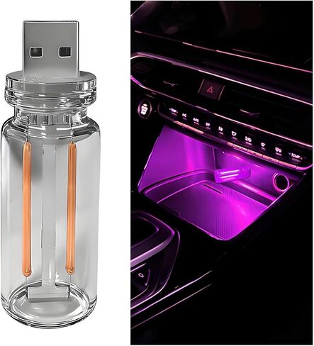 Car Retro Atmosphere Light, Mini Plug-in Touch Control USB Vehicle Glass Bottle LED Night Light, Portable Automotive Interior Ambient Lamp, Universal for Truck SUV Sedan (Green) in Saudi Arabia