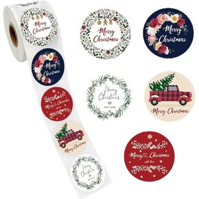 500 Pcs Christmas Stickers Roll - 1 Inch Envelope Seals Round Paper Merry Chirstmas Sticker Self Adhesive Stickers for Xmas Party Supplies, Holiday Greetings in Saudi Arabia