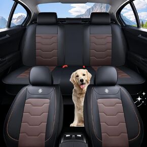 for Ford Focus 4dr Sedan 2009-2018 Car Seat Cover, Black Waterproof Leather Seat Cover, 5-Seat Full Set, Protect Car Seats, Simple and Versatile Style, Easy to Install, Compatible with Airbags in Saudi Arabia