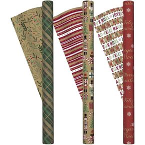 CWC Kirkland 3 Roll Christmas Gift Wrap 270 sq ft Plaid/Nutcracker/Merry Christmas in Saudi Arabia