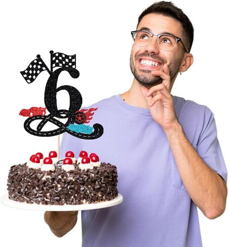 سباق السيارات 6 عيد ميلاد كعكة توبر، بريق سريع ستة كعكة توبر، العلم متقلب، سباق المسار عيد ميلاد عمره ستة سنوات، بنين بنات العلم متقلب تحت عنوان لوازم الحفلات in Kuwait