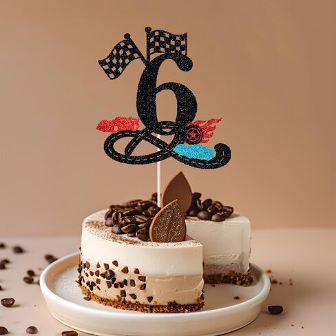 سباق السيارات 6 عيد ميلاد كعكة توبر، بريق سريع ستة كعكة توبر، العلم متقلب، سباق المسار عيد ميلاد عمره ستة سنوات، بنين بنات العلم متقلب تحت عنوان لوازم الحفلات in Kuwait