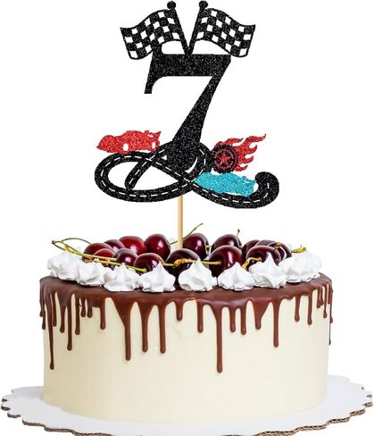سباق السيارات 6 عيد ميلاد كعكة توبر، بريق سريع ستة كعكة توبر، العلم متقلب، سباق المسار عيد ميلاد عمره ستة سنوات، بنين بنات العلم متقلب تحت عنوان لوازم الحفلات in Kuwait