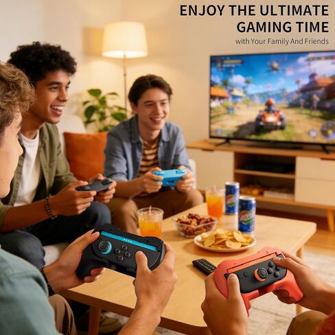 RHOTALL 2 حزمة من مقابض اليد و2 حزمة من عجلة القيادة المتوافقة مع Switch 2 Console Joycons، مجموعة إكسسوارات عجلة القيادة الرياضية العائلية والسباقات المتوافقة مع Switch 2 - أسود in Saudi Arabia