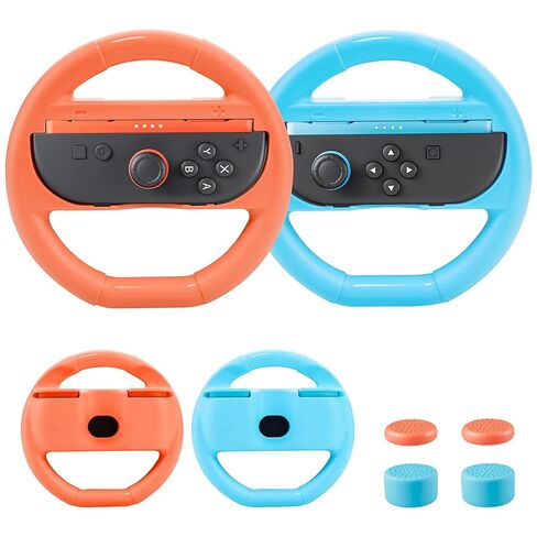 RHOTALL 2 حزمة من مقابض اليد و2 حزمة من عجلة القيادة المتوافقة مع Switch 2 Console Joycons، مجموعة إكسسوارات عجلة القيادة الرياضية العائلية والسباقات المتوافقة مع Switch 2 - أسود in Saudi Arabia