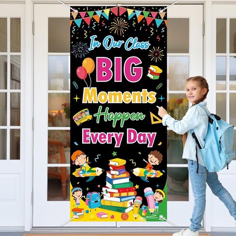 Wiooffen Classroom Welcome Door Cover Colorful Welcome Front Door Porch Sign Back To School Hanging Banner Decoration Colorful Photo Background Wall Decor for Kindergarten Preschool Elementary in Saudi Arabia