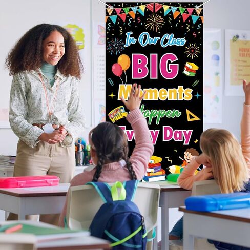 Wiooffen Classroom Welcome Door Cover Colorful Welcome Front Door Porch Sign Back To School Hanging Banner Decoration Colorful Photo Background Wall Decor for Kindergarten Preschool Elementary in Saudi Arabia