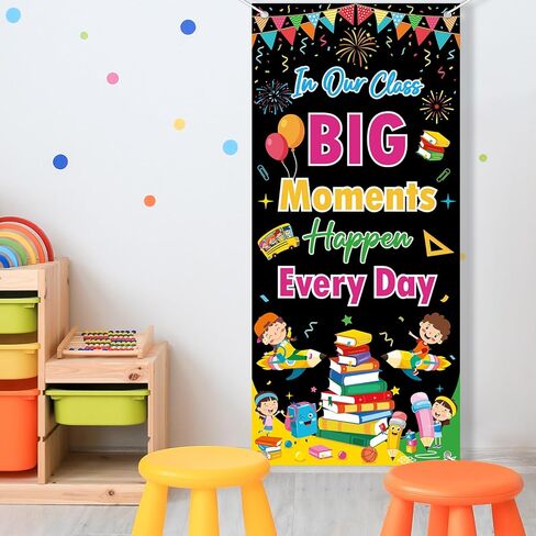 Wiooffen Classroom Welcome Door Cover Colorful Welcome Front Door Porch Sign Back To School Hanging Banner Decoration Colorful Photo Background Wall Decor for Kindergarten Preschool Elementary in Saudi Arabia