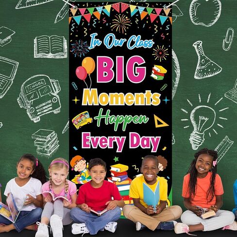 Wiooffen Classroom Welcome Door Cover Colorful Welcome Front Door Porch Sign Back To School Hanging Banner Decoration Colorful Photo Background Wall Decor for Kindergarten Preschool Elementary in Saudi Arabia