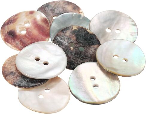 HARFINGTON 10pcs Pearl Shell Buttons 0.5" (12.5mm) 2 Hole Round Shell Sewing Button Natural for Cloth Craft Shirt DIY in Saudi Arabia