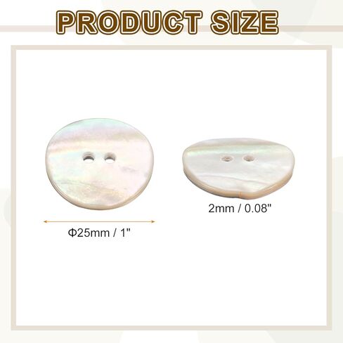 HARFINGTON 10pcs Pearl Shell Buttons 0.5" (12.5mm) 2 Hole Round Shell Sewing Button Natural for Cloth Craft Shirt DIY in Saudi Arabia