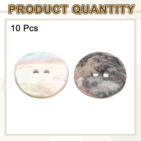 HARFINGTON 10pcs Pearl Shell Buttons 0.5" (12.5mm) 2 Hole Round Shell Sewing Button Natural for Cloth Craft Shirt DIY in Saudi Arabia