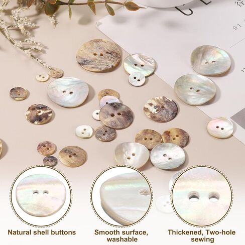HARFINGTON 10pcs Pearl Shell Buttons 0.5" (12.5mm) 2 Hole Round Shell Sewing Button Natural for Cloth Craft Shirt DIY in Saudi Arabia
