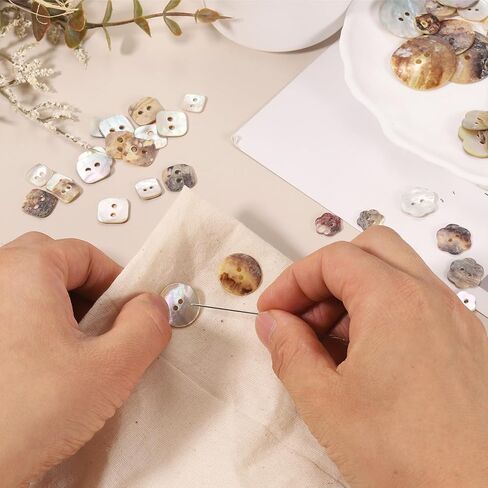 HARFINGTON 10pcs Pearl Shell Buttons 0.5" (12.5mm) 2 Hole Round Shell Sewing Button Natural for Cloth Craft Shirt DIY in Saudi Arabia