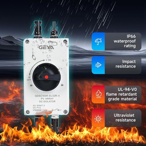 32 Amp DC1200V Solar Disconnect Switch Isolator Switch with IP66 Waterproof Enclosure PV Panel Disconnect On-Off for Solar Systems in Saudi Arabia