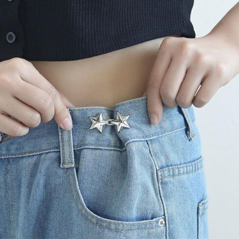 4 Set Pant Waist Tightener Star Buttons for Loose Jeans Reusable Waist Cincher Clip Metal Star Brooch for Clothing Dresses Skirts No Sewing in Saudi Arabia