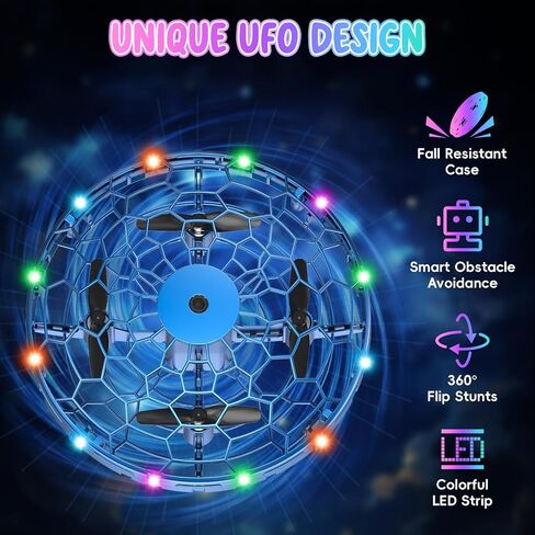 Mini Drone for Kids,Hand Operated UFO Toy,Hover Boomerang Ball with LED,Child-Safe Design UFO Drone,Easy Indoor Outdoor Flying Toys,Flying Orb Ball Drone for Kids 6-8-12 Boys Girls,Cool Christmas Birthday Gift (Purple) in Saudi Arabia