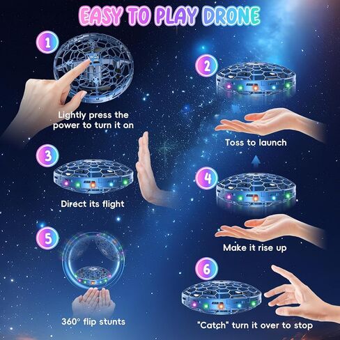Mini Drone for Kids,Hand Operated UFO Toy,Hover Boomerang Ball with LED,Child-Safe Design UFO Drone,Easy Indoor Outdoor Flying Toys,Flying Orb Ball Drone for Kids 6-8-12 Boys Girls,Cool Christmas Birthday Gift (Purple) in Saudi Arabia