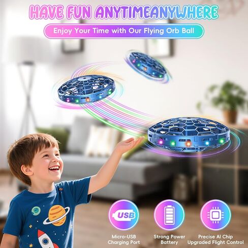Mini Drone for Kids,Hand Operated UFO Toy,Hover Boomerang Ball with LED,Child-Safe Design UFO Drone,Easy Indoor Outdoor Flying Toys,Flying Orb Ball Drone for Kids 6-8-12 Boys Girls,Cool Christmas Birthday Gift (Purple) in Saudi Arabia