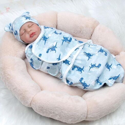 Reborn Baby Doll Swaddle Blanket for 17-22 Inch Reborn Baby Doll Clothes Tyrannosaurus Rex Blanket Soft Cotton Baby Doll Clothing in Kuwait