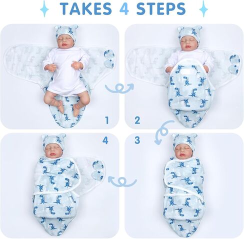 Reborn Baby Doll Swaddle Blanket for 17-22 Inch Reborn Baby Doll Clothes Tyrannosaurus Rex Blanket Soft Cotton Baby Doll Clothing in Kuwait