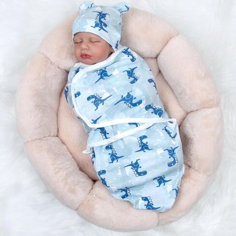 Reborn Baby Doll Swaddle Blanket for 17-22 Inch Reborn Baby Doll Clothes Tyrannosaurus Rex Blanket Soft Cotton Baby Doll Clothing in Kuwait
