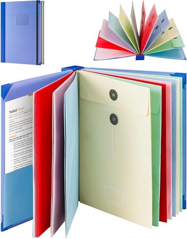 Important Document Organizer, Organ Folio Document Folders with 10 Colorful Envelopes, Labels Pockets, for Emergency Documents, Birth Certificates, Damage Resistant Folder,Plenty Storage Space in Saudi Arabia