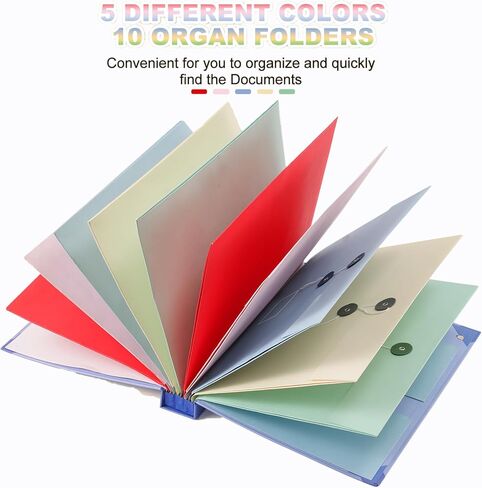 Important Document Organizer, Organ Folio Document Folders with 10 Colorful Envelopes, Labels Pockets, for Emergency Documents, Birth Certificates, Damage Resistant Folder,Plenty Storage Space in Saudi Arabia