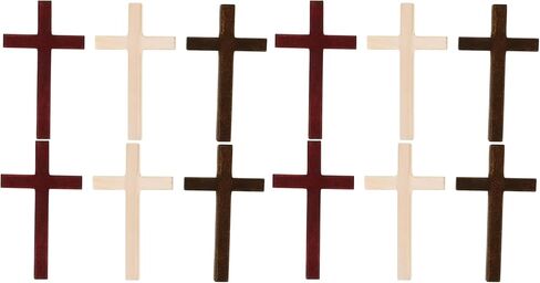 EXCEART 6 Pcs Wooden Cross Crafts DIY Mini Wooden Crosses Charms Pendants Catholic Cross Prayer Handheld Ornaments for Church Party Favors Wall Decoration Jewelry Projects in Saudi Arabia