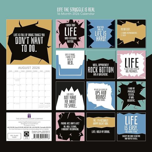 The Gifted Stationery 16-Month 2026 Square Wall Calendar - Pre-Marked US & Intl Holidays & Grid - 2026 Calendar - 180 Reminder Stickers for 2026 Wall Planner - 12 x 12 in in Saudi Arabia