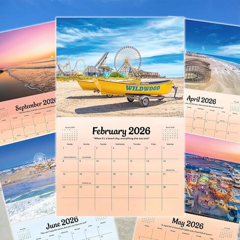 Wildwood 2026 Wall Calendar - 12 beautiful scenes across the Wildwoods, New Jersey (NJ) - 11th Edition - 11" x 17" - Perfect for any Wildwood lover's home, office, dorm or beach house in Saudi Arabia