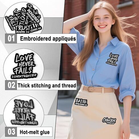 8Pcs Christian Iron on Patches Jesus Bible Verse Embroidered Patches Motivational Religious Faith Patch Sew On Applique Decor for Clothes Trucker Hat Backpacks Jackets DIY Accessories Gift in Saudi Arabia
