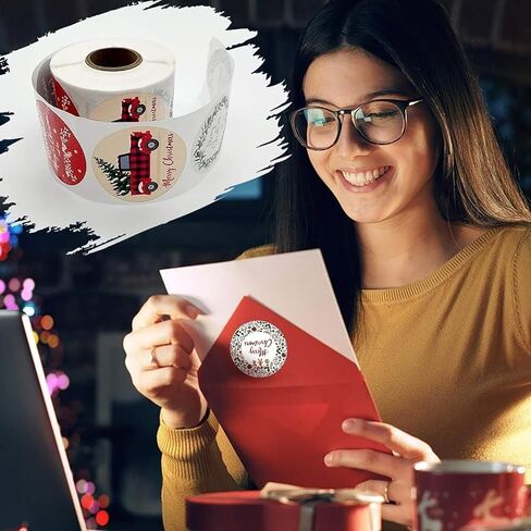 500 قطعة من ملصقات عيد الميلاد - 1 بوصة مغلف أختام ورق مستدير عيد ميلاد سعيد ملصقات ذاتية اللصق لمستلزمات حفلات عيد الميلاد، تحيات العطلات in Saudi Arabia