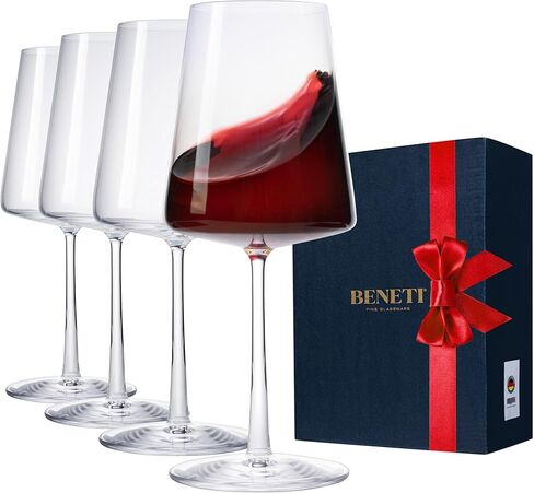 BENETI German Made Stemless Wine Glasses set 4 | Premium 17oz Stemless Wine Glass | Crystal Glass Cups For Red & White Wine, Modern Durable Drinking Glasses, Gift Idea for Men or Women in Saudi Arabia