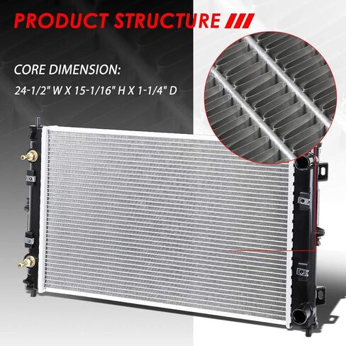 Auto Dynasty Radiator Compatible with 95-00 Chrysler Cirrus Dodge Stratus 2.0L 2.4L 2.5L AT MT, DPI 1702 Factory Style 1-Row Cooling Radiator, Aluminum Core in Saudi Arabia