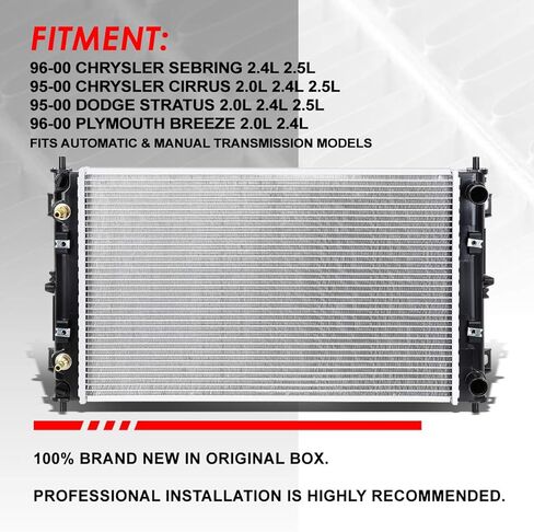 Auto Dynasty Radiator Compatible with 95-00 Chrysler Cirrus Dodge Stratus 2.0L 2.4L 2.5L AT MT, DPI 1702 Factory Style 1-Row Cooling Radiator, Aluminum Core in Saudi Arabia