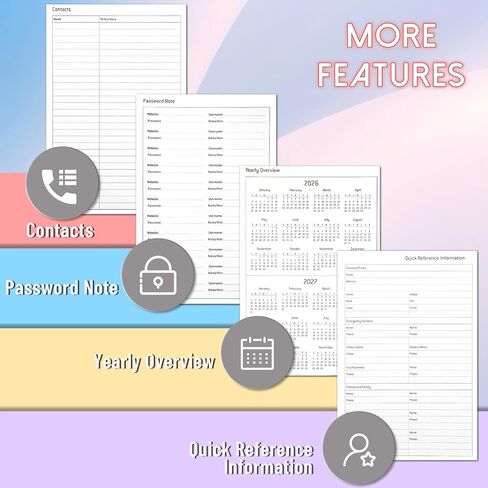 2026 Weekly & Monthly & Daily Planner from Jan 2026 - Dec 2026, Pu Leather Cover Planner, Academic Agenda Planning Organizer with 100GSM Thick Paper, A5 Size, Grey in Saudi Arabia